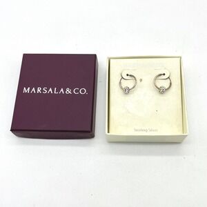 Marsala & Co. Sterling Silver Hoop Earrings‎ with Multicolor Crystal Ball